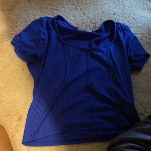 A dark blue crop top